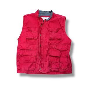 Red Utility Multi-Pocket Fishing Outdoors Vest